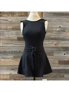 UO Silence & Noise Black Sleeveless Romper Wrap around Skirt Open Back Size S